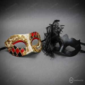 Venetian Jester Floral Masquerade Halloween Party mask
